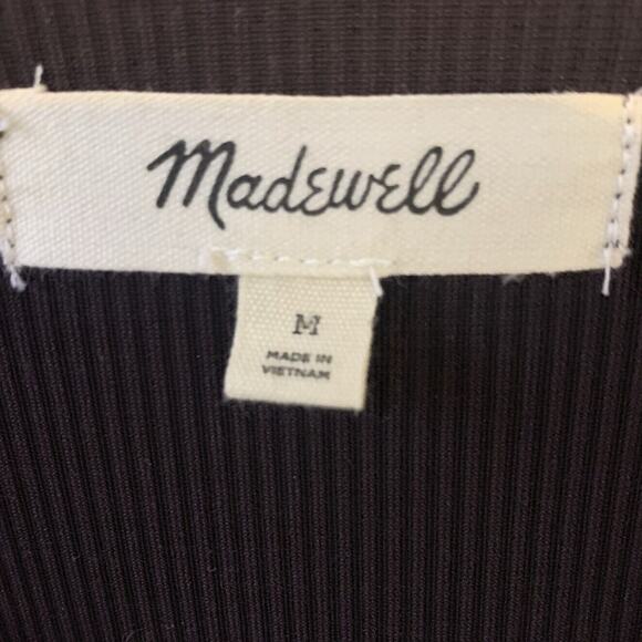 Madewell Women's Sz Medium Corduroy Tie-Front Faux-Wrap Top Spiced Raisin - Picture 4 of 8